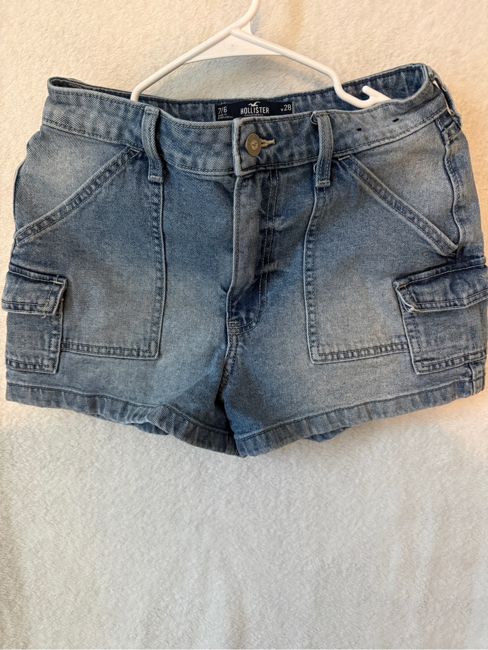 Hollister Light Blue Denim Cargo Shorts